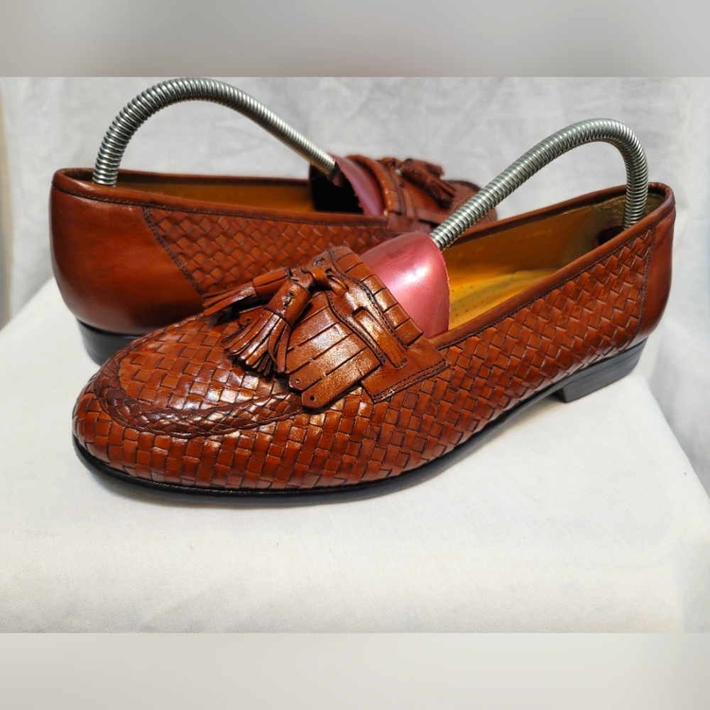 Magnanni Mens Woven Leather Tassel Loafers Sz 9 M Retails $467